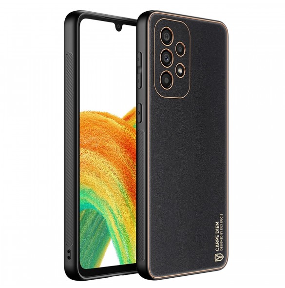 Dux Ducis Yolo elegant skal tillverkat av ekologiskt läder för Samsung Galaxy A33 5G svart