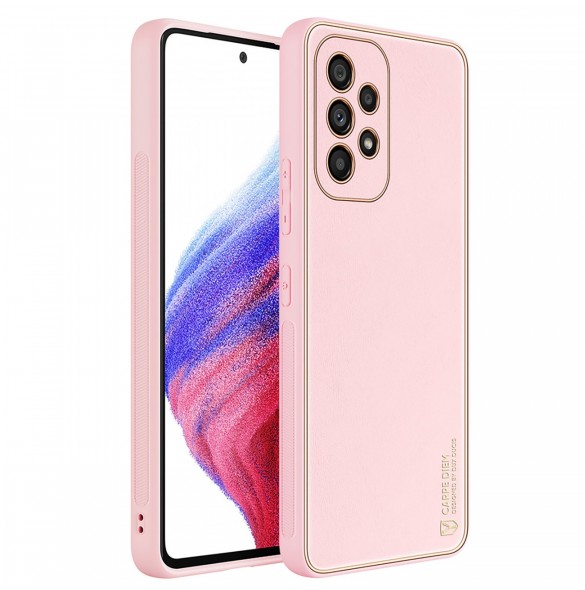 Dux Ducis Yolo elegant skal tillverkat av ekologiskt läder för Samsung Galaxy A53 5G rosa
