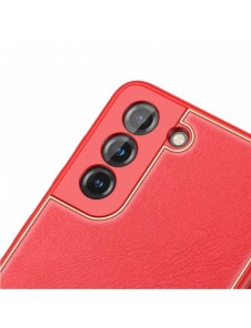Dux Ducis Yolo elegant skal tillverkat av ekologiskt läder för Samsung Galaxy S21 FE röd