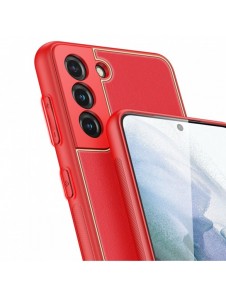 Dux Ducis Yolo elegant skal tillverkat av ekologiskt läder för Samsung Galaxy S21 FE röd
