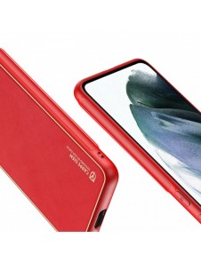 Dux Ducis Yolo elegant skal tillverkat av ekologiskt läder för Samsung Galaxy S21 FE röd