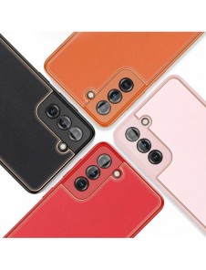 Dux Ducis Yolo elegant skal tillverkat av ekologiskt läder för Samsung Galaxy S21 FE röd