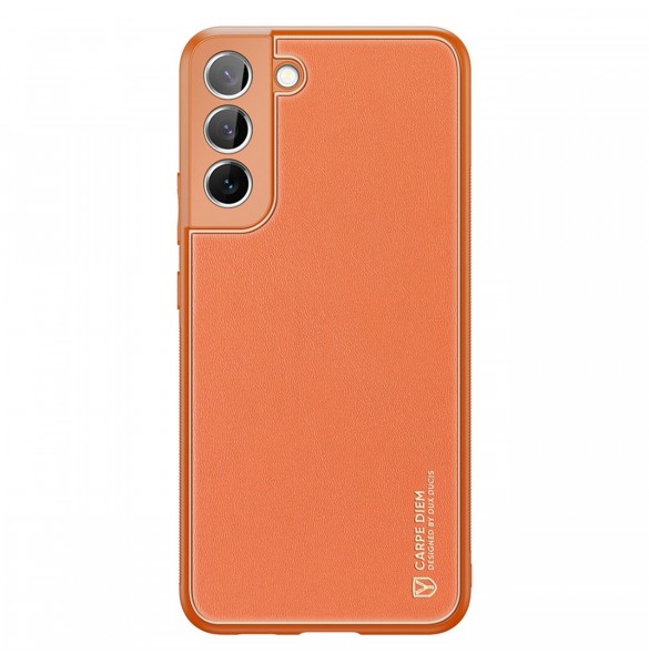 Dux Ducis Yolo elegant skal tillverkat av ekologiskt läder för Samsung Galaxy S22 + (S22 Plus) orange