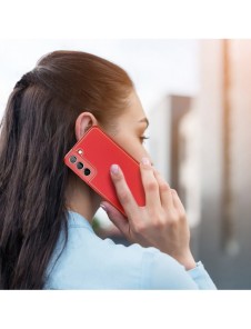 Dux Ducis Yolo elegant skal tillverkat av ekologiskt läder för Samsung Galaxy S22 röd