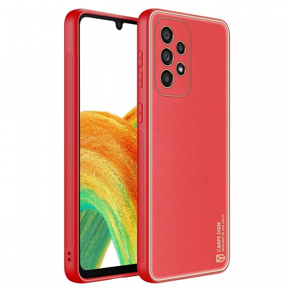 Elegant skal tillverkat av konstläder för Samsung Galaxy A33 5G röd. Dux Ducis Yolo