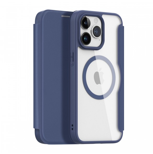 iPhone 15 Pro Magnetic MagSafe Flip Fodral Dux Ducis Skin X Pro - Blå