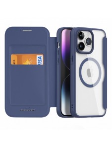 iPhone 15 Pro Magnetic MagSafe Flip Fodral Dux Ducis Skin X Pro - Blå