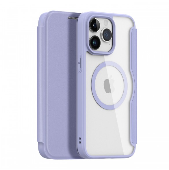 iPhone 15 Pro Magnetic MagSafe Flip Fodral Dux Ducis Skin X Pro - Lila