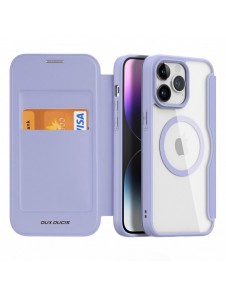 iPhone 15 Pro Magnetic MagSafe Flip Fodral Dux Ducis Skin X Pro - Lila