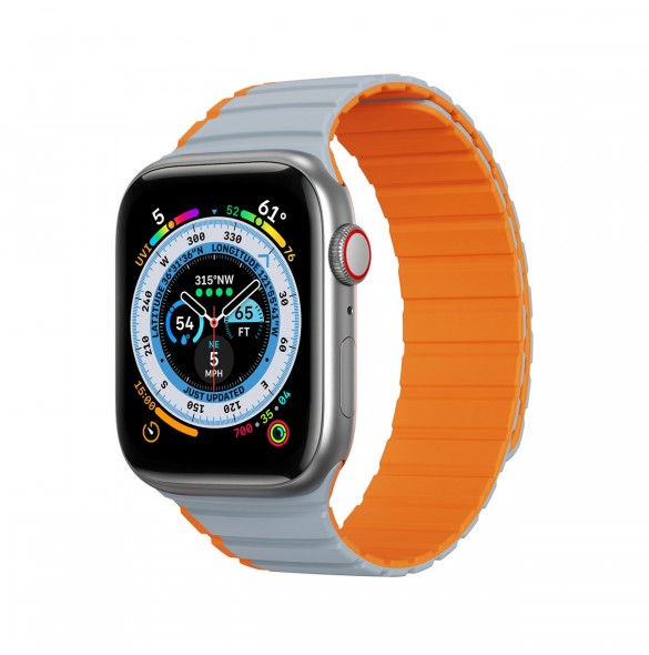 Magnetisk Apple Watch SE, 9, 8, 7, 6, 5, 4, 3, 2, 1 (41, 40, 38 mm) Dux Ducis-rem (LD-version) - grå-orange