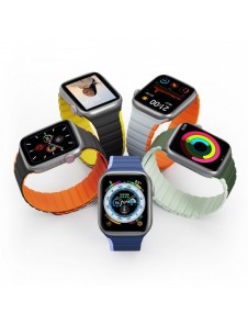 Magnetisk Apple Watch SE, 9, 8, 7, 6, 5, 4, 3, 2, 1 (41, 40, 38 mm) Dux Ducis-rem (LD-version) - grå-orange