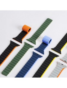 Magnetisk Apple Watch SE, 9, 8, 7, 6, 5, 4, 3, 2, 1 (41, 40, 38 mm) Dux Ducis-rem (LD-version) - grå-orange