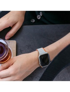 Magnetisk Apple Watch SE, 9, 8, 7, 6, 5, 4, 3, 2, 1 (41, 40, 38 mm) Dux Ducis-rem (LD-version) - grå-orange