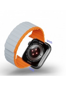 Magnetisk Apple Watch SE, 9, 8, 7, 6, 5, 4, 3, 2, 1 (41, 40, 38 mm) Dux Ducis-rem (LD-version) - grå-orange