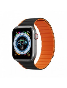 Magnetisk Apple Watch Ultra, SE, 9, 8, 7, 6, 5, 4, 3, 2, 1 (49, 45, 44, 42 mm) Dux Ducis-rem (LD-version) - svart och orange