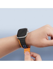 Magnetisk Apple Watch Ultra, SE, 9, 8, 7, 6, 5, 4, 3, 2, 1 (49, 45, 44, 42 mm) Dux Ducis-rem (LD-version) - svart och orange