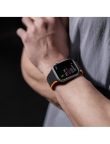 Magnetisk Apple Watch Ultra, SE, 9, 8, 7, 6, 5, 4, 3, 2, 1 (49, 45, 44, 42 mm) Dux Ducis-rem (LD-version) - svart och orange