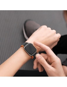 Magnetisk Apple Watch Ultra, SE, 9, 8, 7, 6, 5, 4, 3, 2, 1 (49, 45, 44, 42 mm) Dux Ducis-rem (LD-version) - svart och orange