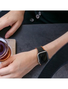 Magnetisk Apple Watch Ultra, SE, 9, 8, 7, 6, 5, 4, 3, 2, 1 (49, 45, 44, 42 mm) Dux Ducis-rem (LD-version) - svart och orange