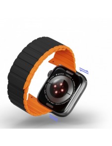 Magnetisk Apple Watch Ultra, SE, 9, 8, 7, 6, 5, 4, 3, 2, 1 (49, 45, 44, 42 mm) Dux Ducis-rem (LD-version) - svart och orange