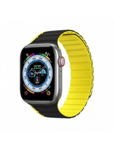 Magnetisk Apple Watch Ultra, SE, 9, 8, 7, 6, 5, 4, 3, 2, 1 (49, 45, 44, 42 mm) Dux Ducis-rem (LD-version) - svart och gul