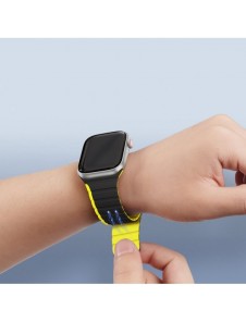 Magnetisk Apple Watch Ultra, SE, 9, 8, 7, 6, 5, 4, 3, 2, 1 (49, 45, 44, 42 mm) Dux Ducis-rem (LD-version) - svart och gul