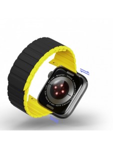 Magnetisk Apple Watch Ultra, SE, 9, 8, 7, 6, 5, 4, 3, 2, 1 (49, 45, 44, 42 mm) Dux Ducis-rem (LD-version) - svart och gul