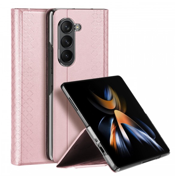 Samsung Galaxy Z Fold5 5G Dux Ducis Bril Wallet Flip Läderfodral - Rosa