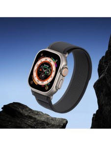 Sport kardborrband för Apple Watch 9 / 8 / 7 / 6 / SE / 5 / 4 / 3 / 2 / 1 (38, 40, 41 mm) Dux Ducis-rem YJ-version - svart oc