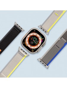 Sport kardborrband för Apple Watch 9 / 8 / 7 / 6 / SE / 5 / 4 / 3 / 2 / 1 (38, 40, 41 mm) Dux Ducis-rem YJ-version - svart oc