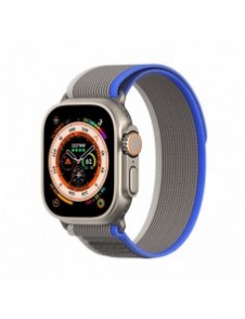 Sport kardborrband för Apple Watch 9 / 8 / 7 / 6 / SE / 5 / 4 / 3 / 2 / 1 (38, 40, 41 mm) Dux Ducis-rem YJ-version - blå-grå