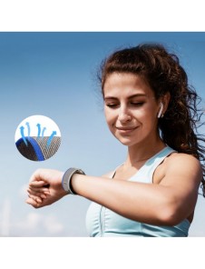 Sport kardborrband för Apple Watch 9 / 8 / 7 / 6 / SE / 5 / 4 / 3 / 2 / 1 (38, 40, 41 mm) Dux Ducis-rem YJ-version - blå-grå