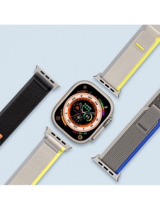 Sport kardborrband för Apple Watch 9 / 8 / 7 / 6 / SE / 5 / 4 / 3 / 2 / 1 (38, 40, 41 mm) Dux Ducis-rem YJ-version - blå-grå
