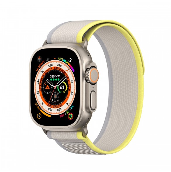 Sport kardborrband för Apple Watch 9 / 8 / 7 / 6 / SE / 5 / 4 / 3 / 2 / 1 (38, 40, 41 mm) Dux Ducis Strap YJ Version - gul-be