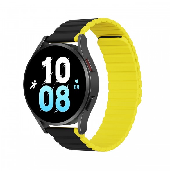 Universal Magnetic Samsung Galaxy Watch 6 Pro/6/6 Classic/5 Pro/5/5 Classic Dux Ducis-rem (20 mm LD-version) - Svart/Gul
