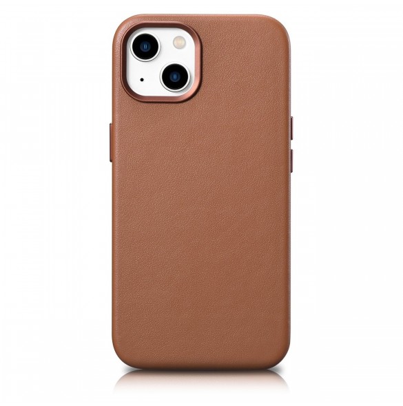 iCarer Case Läderfodral Skal för iPhone 14 Plus Brown (MagSafe-kompatibel)