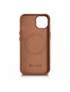 iCarer Case Läderfodral Skal för iPhone 14 Plus Brown (MagSafe-kompatibel)