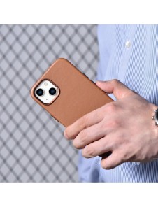 iCarer Case Läderfodral Skal för iPhone 14 Plus Brown (MagSafe-kompatibel)