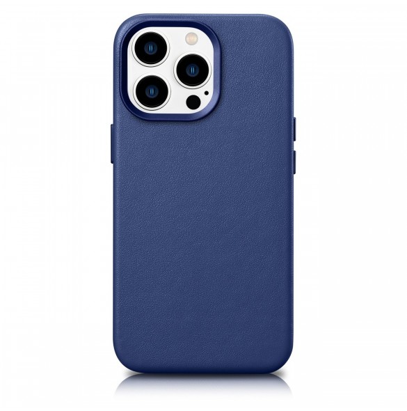iCarer Case Läderfodral skal för iPhone 14 Pro Blue (WMI14220706-BU) (MagSafe-kompatibel)