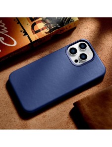 iCarer Case Läderfodral skal för iPhone 14 Pro Blue (WMI14220706-BU) (MagSafe-kompatibel)