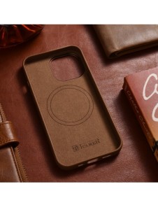iCarer Case Läderfodral skal för iPhone 14 Pro Max Brown (WMI14220708-BN) (MagSafe-kompatibel)