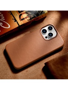 iCarer Case Läderfodral skal för iPhone 14 Pro Max Brown (WMI14220708-BN) (MagSafe-kompatibel)