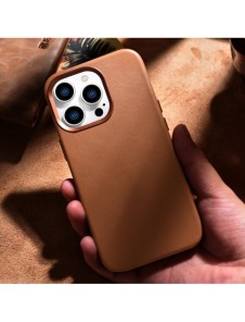 iCarer Case Läderfodral skal för iPhone 14 Pro Max Brown (WMI14220708-BN) (MagSafe-kompatibel)