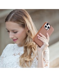 iCarer Case Läderfodral skal för iPhone 14 Pro Max Brown (WMI14220708-BN) (MagSafe-kompatibel)