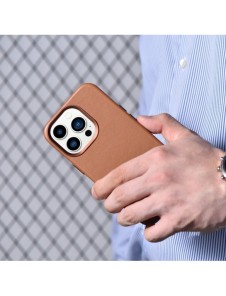 iCarer Case Läderfodral skal för iPhone 14 Pro Max Brown (WMI14220708-BN) (MagSafe-kompatibel)