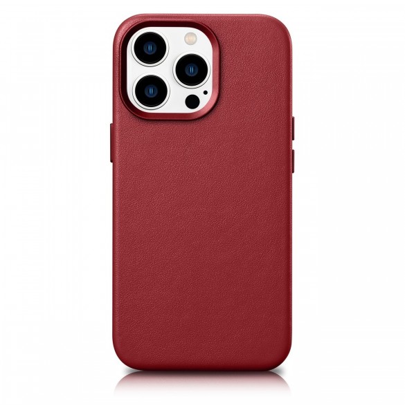 iCarer Case Läderfodral skal för iPhone 14 Pro Red (WMI14220706-RD) (MagSafe-kompatibel)