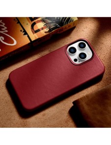 iCarer Case Läderfodral skal för iPhone 14 Pro Red (WMI14220706-RD) (MagSafe-kompatibel)