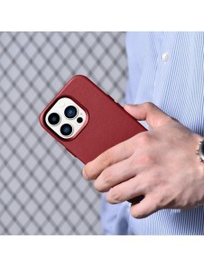 iCarer Case Läderfodral skal för iPhone 14 Pro Red (WMI14220706-RD) (MagSafe-kompatibel)
