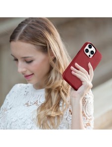 iCarer Case Läderfodral skal för iPhone 14 Pro Red (WMI14220706-RD) (MagSafe-kompatibel)