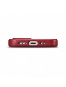 iCarer Fodral Läderfodral av naturläder för iPhone 14 Plus röd (kompatibel med MagSafe)
